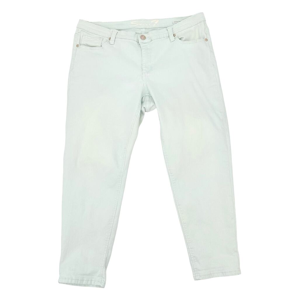Seven7 Seafoam Green Skinny Easy Fit Jean Womens Plus 18 Mid Rise Stretch Denim - Picture 2 of 8